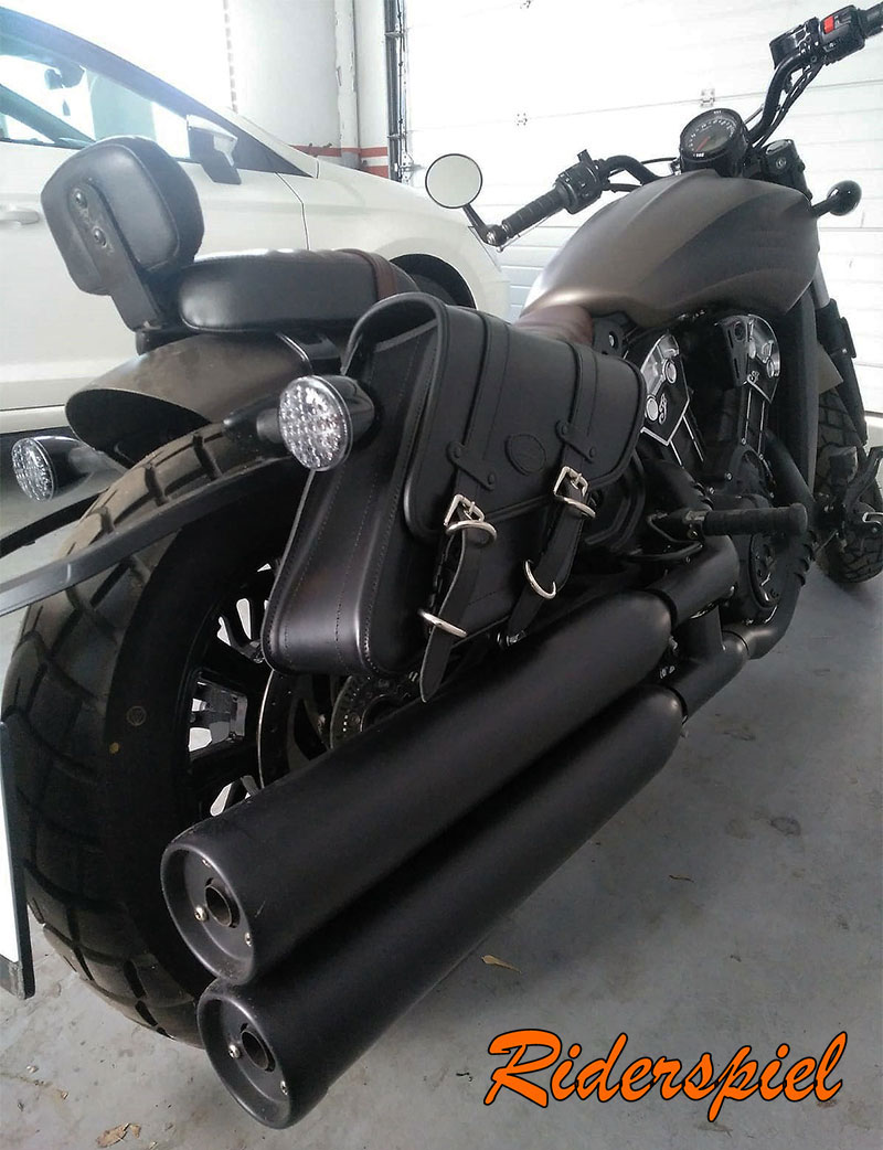 Alforja de cuero para motos custom